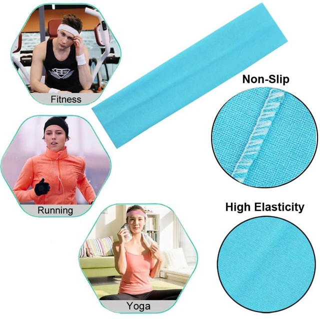 Alt view image 4 of 6 - Etetevntt Yoga Headband for Women, Sports Headband for Yoga & Running, Stretch Hair Accessories Wide Band (Pack of 12)