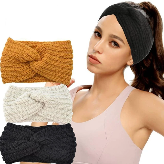 Main image of NociHah 3 Pieces Warm Winter Headband for Women - Soft Knit Hair Warmers Crochet Head Wrap Winter Hair Bands