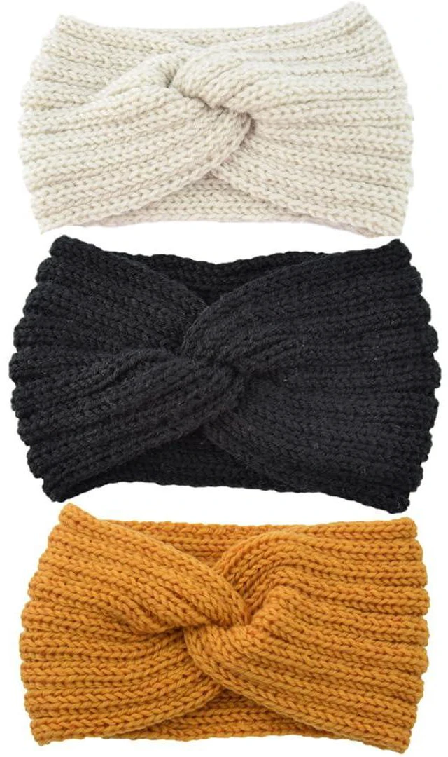 Alt view image 4 of 7 - NociHah 3 Pieces Warm Winter Headband for Women - Soft Knit Hair Warmers Crochet Head Wrap Winter Hair Bands