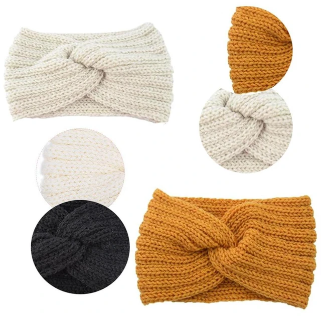 Alt view image 7 of 7 - NociHah 3 Pieces Warm Winter Headband for Women - Soft Knit Hair Warmers Crochet Head Wrap Winter Hair Bands