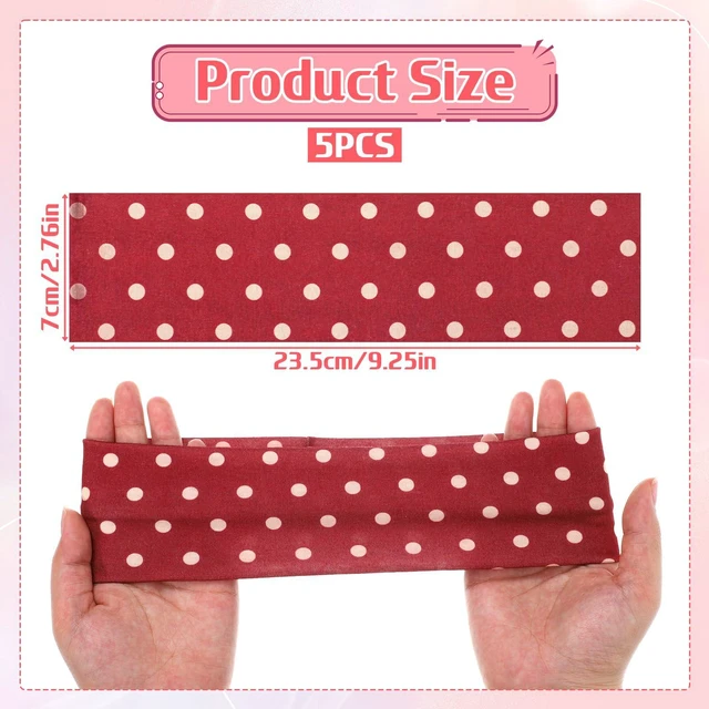 Alt view image 2 of 6 - 5 Pcs Classic PolkaDot Fabric Headband, Polka Dot Headbands for Women Soft Non Slip Elastic Wide Fashion Headbands Comfortable Daily Wear Yoga Workout Hair Accessories
