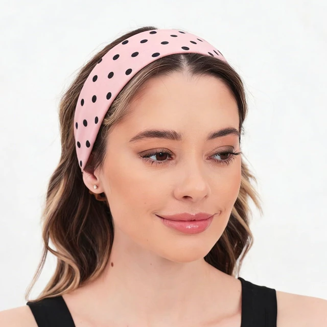 Alt view image 6 of 7 - Cluksik 6 Pack Polka Dot Headband Set, Multi Color Non-Slip Elastic Stretchy Wide Hair Band Accessories for Women, Retro Vintage Style Turban Soft Cotton Head Wraps for Yoga, Workout, Daily Wear