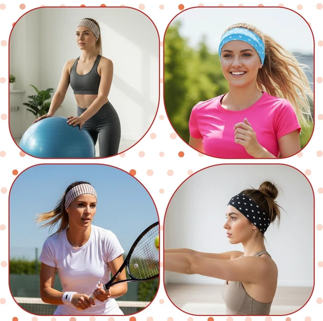 Alt view image 7 of 7 - YBEATY 6 Pcs Polka Dot Headband Elastic Head Bands Soft Fabric Hairbands | Stretchy, Non Slip, Wide Wraps, Retro Trendy, Hair Styling Accessories, for Women Girls Wife Sister, Birthday Valentines Day