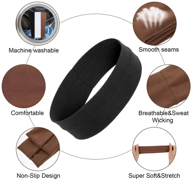 Alt view image 3 of 7 - Apojgitn 3PCS Workout Headbands for Women, Non Slip Gym Headband- 3 Colors | Fabric Elastic Sweat Band Pack, Stretchy Headbands for Yoga Running Sports, Fashion Accessories(Black White Brown)