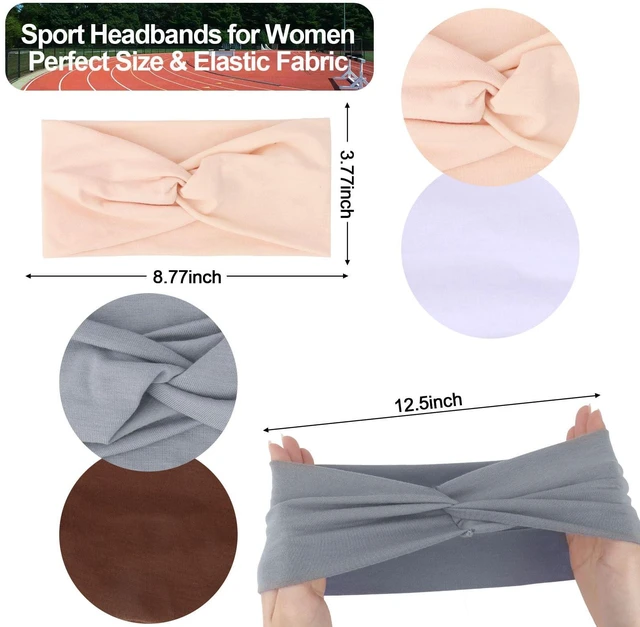 Alt view image 3 of 7 - CIEHER 6 Pack Sport Headbands for Women, Stretchy Knotted Headbands Hair Bands Hair Warp for Yoga Running Sports Daily - Soft Fabric & Non-Slip(Color A)