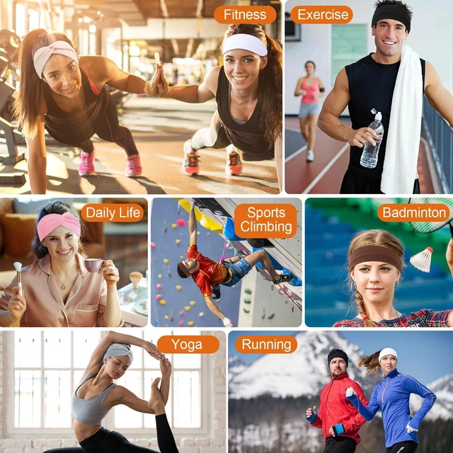 Alt view image 5 of 7 - CIEHER 6 Pack Sport Headbands for Women, Stretchy Knotted Headbands Hair Bands Hair Warp for Yoga Running Sports Daily - Soft Fabric & Non-Slip(Color A)