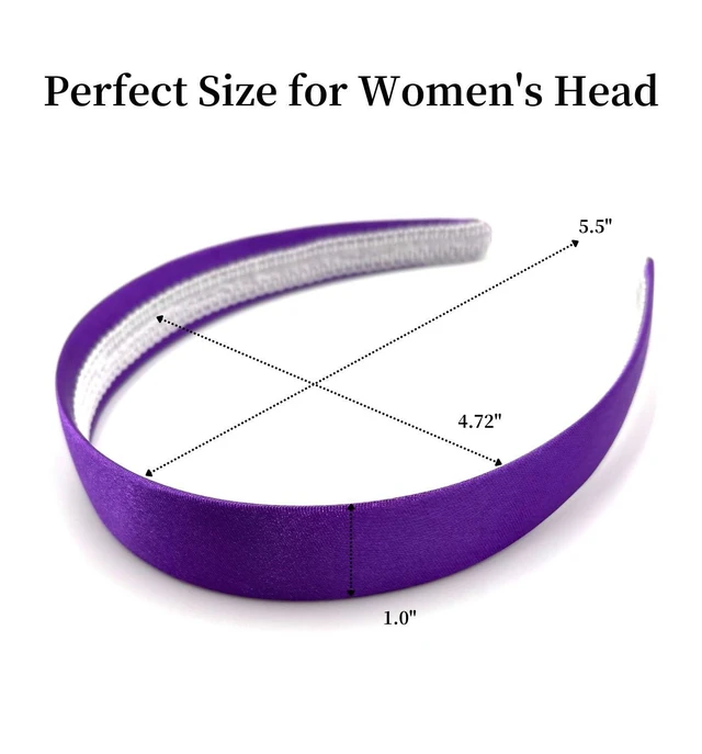 Alt view image 4 of 7 - MDSTYLE Headbands for Women & Girls - 1 Inch Satin Headband (Purple) | Classic Hard Hairband with Smooth Satin Finish - Simple Hair Accessory for Everyday Wear, School, Parties & Special Events