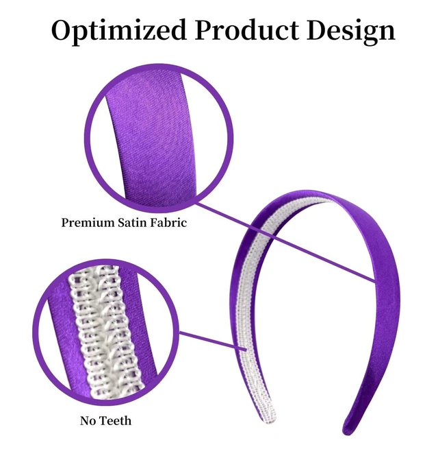 Alt view image 6 of 7 - MDSTYLE Headbands for Women & Girls - 1 Inch Satin Headband (Purple) | Classic Hard Hairband with Smooth Satin Finish - Simple Hair Accessory for Everyday Wear, School, Parties & Special Events