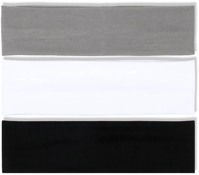 Main image of Women's Thick Stretchy Sweat Headbands in White and Black for Yoga, Workout, and Everyday Wear - Non-Slip Hair Accessories with Basic Fashion Style