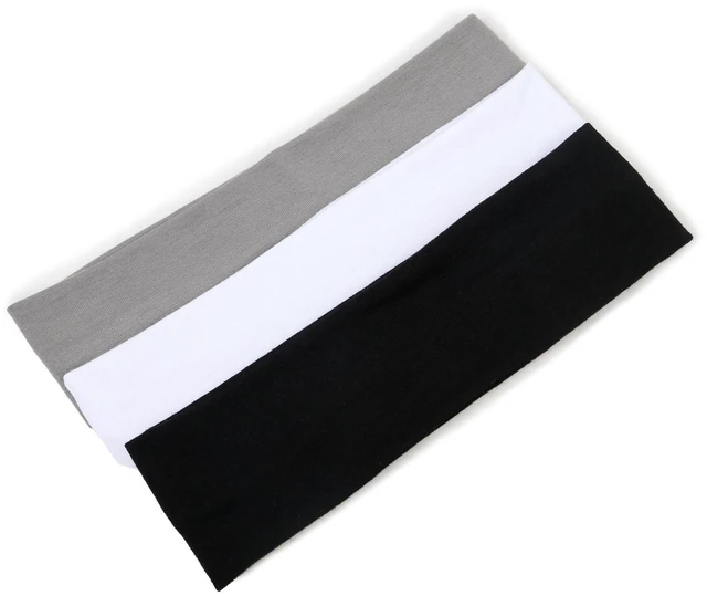 Alt view image 2 of 6 - Women's Thick Stretchy Sweat Headbands in White and Black for Yoga, Workout, and Everyday Wear - Non-Slip Hair Accessories with Basic Fashion Style