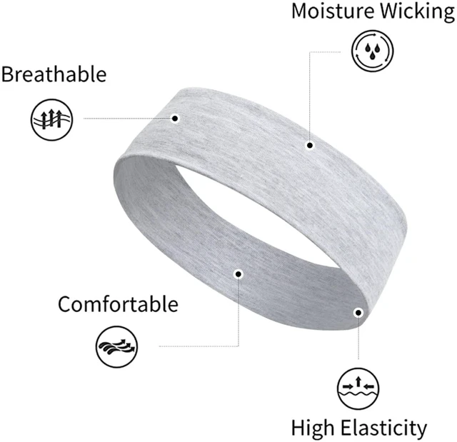 Alt view image 4 of 6 - Women's Thick Stretchy Sweat Headbands in White and Black for Yoga, Workout, and Everyday Wear - Non-Slip Hair Accessories with Basic Fashion Style