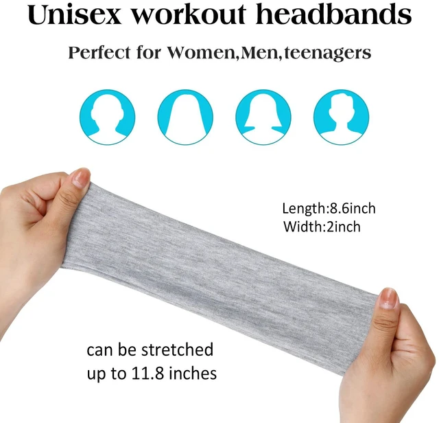 Alt view image 3 of 6 - Women's Thick Stretchy Sweat Headbands in White and Black for Yoga, Workout, and Everyday Wear - Non-Slip Hair Accessories with Basic Fashion Style