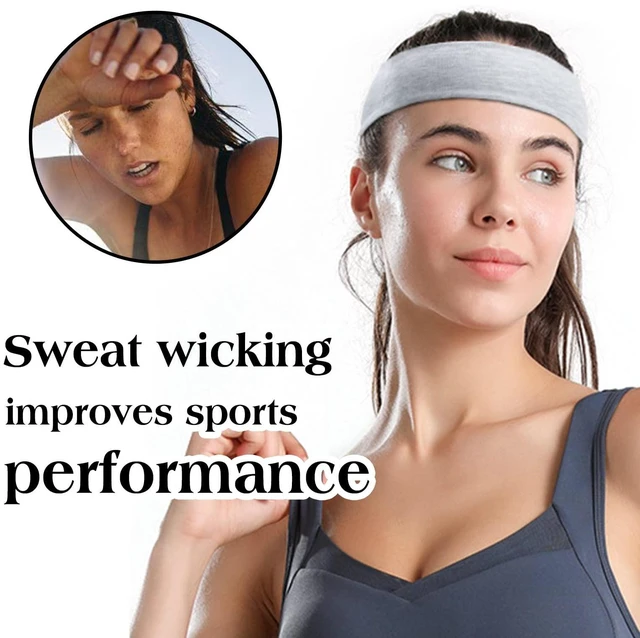 Alt view image 5 of 6 - Women's Thick Stretchy Sweat Headbands in White and Black for Yoga, Workout, and Everyday Wear - Non-Slip Hair Accessories with Basic Fashion Style