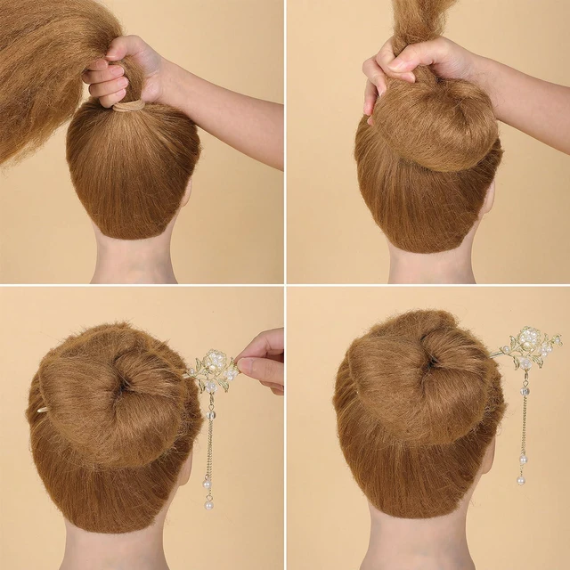 Alt view image 3 of 7 - Sorcristy 2 Pcs Lily of the Valley Chinese Hair Sticks for Buns Gold Metal | Vintage Long Sticks Pins Dangle Tassel Pendant Chopsticks Pearl Hairpin Hanfu Hair Accessories Handmade Decor for Women Gir