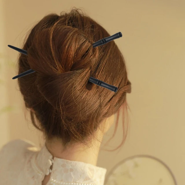 Alt view image 3 of 7 - Honbay 6PCS Retro Wooden Hair Sticks Bamboo Shape Hair Chopsticks Handmade Wood Hairpin Decorative Hair Holder for Women Hair Accessories (2 Color)