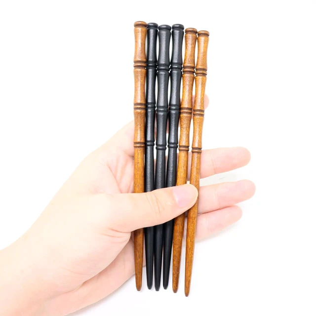 Alt view image 4 of 7 - Honbay 6PCS Retro Wooden Hair Sticks Bamboo Shape Hair Chopsticks Handmade Wood Hairpin Decorative Hair Holder for Women Hair Accessories (2 Color)
