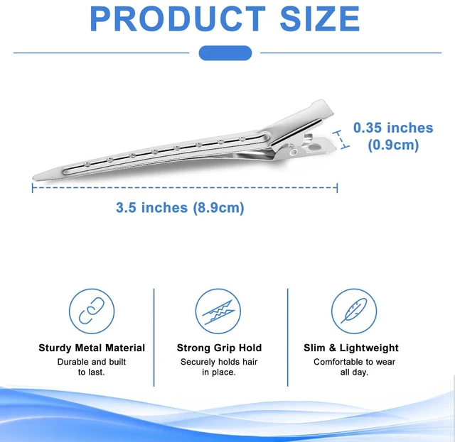 Alt view image 2 of 7 - LZIUOSH 28 Pack Alligator Hair Clips 3.5 Inch Duck Bill Sectioning Clips, No Crease Non Slip Metal Curl Clips for Salon Styling and Coloring, Silver