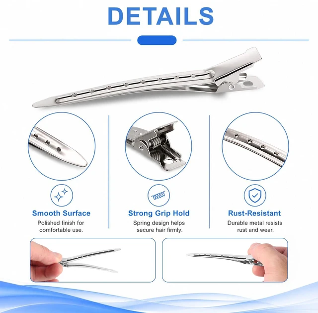 Alt view image 4 of 7 - LZIUOSH 28 Pack Alligator Hair Clips 3.5 Inch Duck Bill Sectioning Clips, No Crease Non Slip Metal Curl Clips for Salon Styling and Coloring, Silver