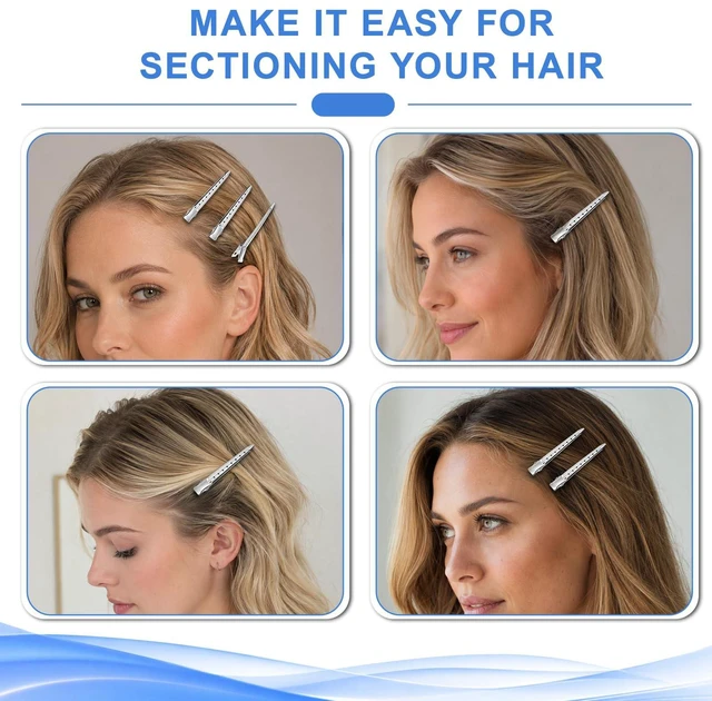 Alt view image 5 of 7 - LZIUOSH 28 Pack Alligator Hair Clips 3.5 Inch Duck Bill Sectioning Clips, No Crease Non Slip Metal Curl Clips for Salon Styling and Coloring, Silver