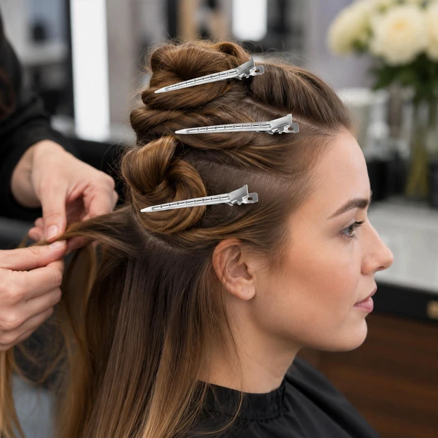 Alt view image 6 of 7 - LZIUOSH 28 Pack Alligator Hair Clips 3.5 Inch Duck Bill Sectioning Clips, No Crease Non Slip Metal Curl Clips for Salon Styling and Coloring, Silver