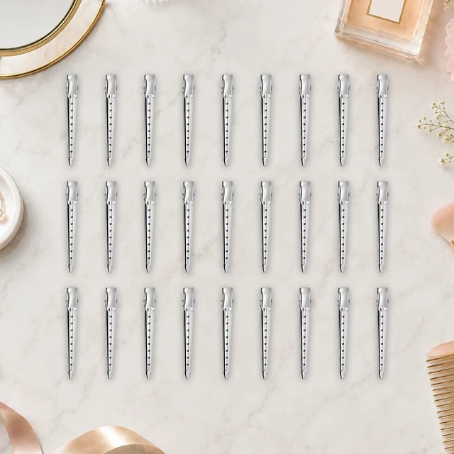 Alt view image 7 of 7 - LZIUOSH 28 Pack Alligator Hair Clips 3.5 Inch Duck Bill Sectioning Clips, No Crease Non Slip Metal Curl Clips for Salon Styling and Coloring, Silver