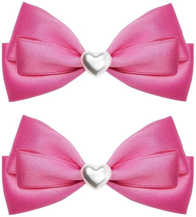 Main image of LMYMHMLM 2pcs Pink hair bows for girls, cute bow hair clips for women, hot pink hair bow with alligator hair clip, christmas and valentines hair bows, hair accessories for girls