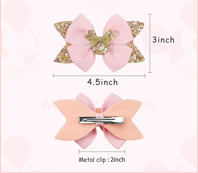 Alt view image 2 of 3 - Koolgil 4.5 Inch Cute Mouse Ears Sequins Bows Hair Clips For Baby Girls, Toddler, Kids and Young Women Birthday Party Wedding Christmas Occasions Set of 2 (B- Blush Pink)