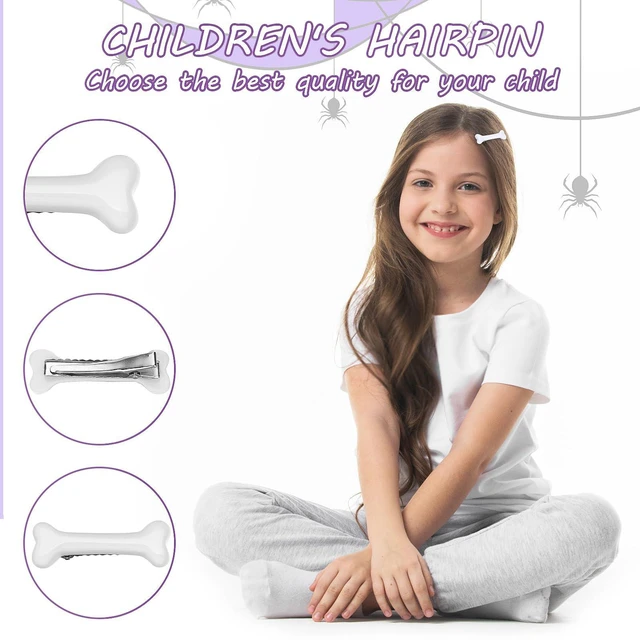 Alt view image 2 of 7 - WLLHYF 4 Pack White Bone Hair Clips Goth Barrettes Halloween Vivid Dog Bones Hairpins Alligator Side Band Clips Cosplay Costume Hair Accessories for Women Girl Pebbles Party Christmas