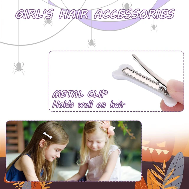 Alt view image 3 of 7 - WLLHYF 4 Pack White Bone Hair Clips Goth Barrettes Halloween Vivid Dog Bones Hairpins Alligator Side Band Clips Cosplay Costume Hair Accessories for Women Girl Pebbles Party Christmas