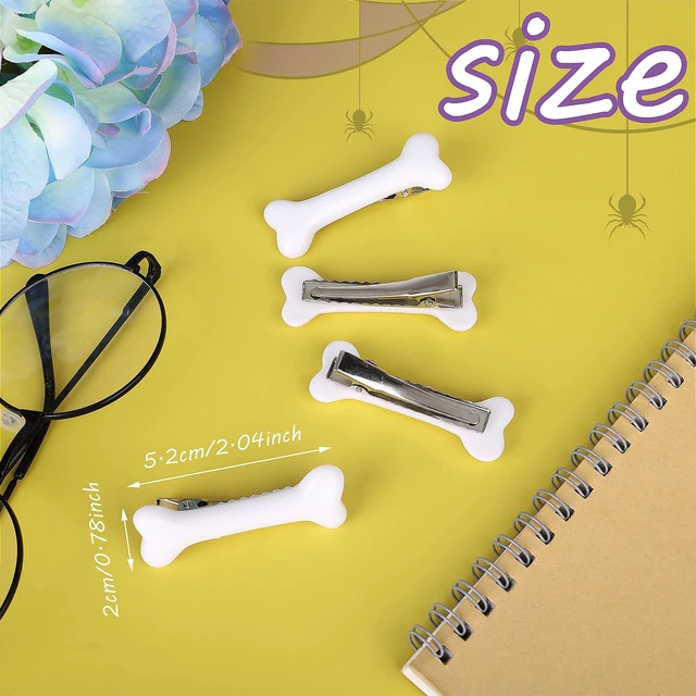Alt view image 7 of 7 - WLLHYF 4 Pack White Bone Hair Clips Goth Barrettes Halloween Vivid Dog Bones Hairpins Alligator Side Band Clips Cosplay Costume Hair Accessories for Women Girl Pebbles Party Christmas