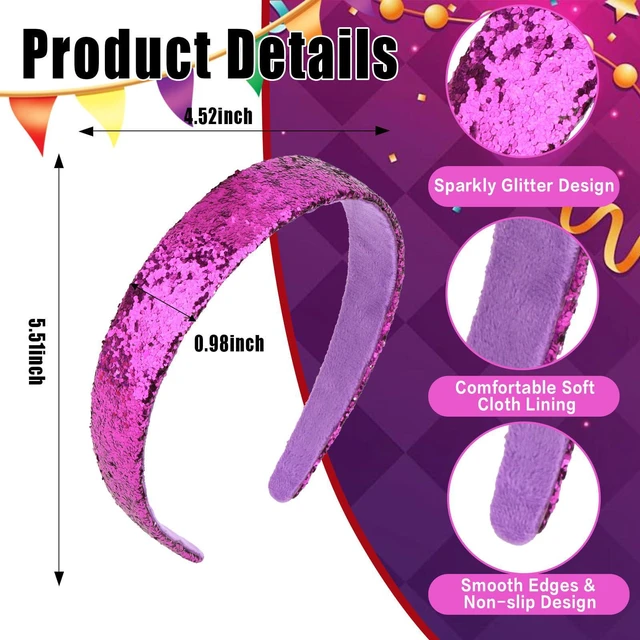 Alt view image 2 of 7 - Uintoon Headbands for Girls, 3 Pack Mardi Gras Glitter Girls Headbands | Sparkly Purple Gold Green Hair Bands for Girls Toddler Non Slip Bling Sequin Head Bands Mardi Gras Hair Accessories