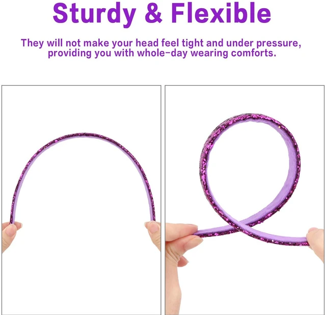 Alt view image 6 of 7 - Uintoon Headbands for Girls, 3 Pack Mardi Gras Glitter Girls Headbands | Sparkly Purple Gold Green Hair Bands for Girls Toddler Non Slip Bling Sequin Head Bands Mardi Gras Hair Accessories