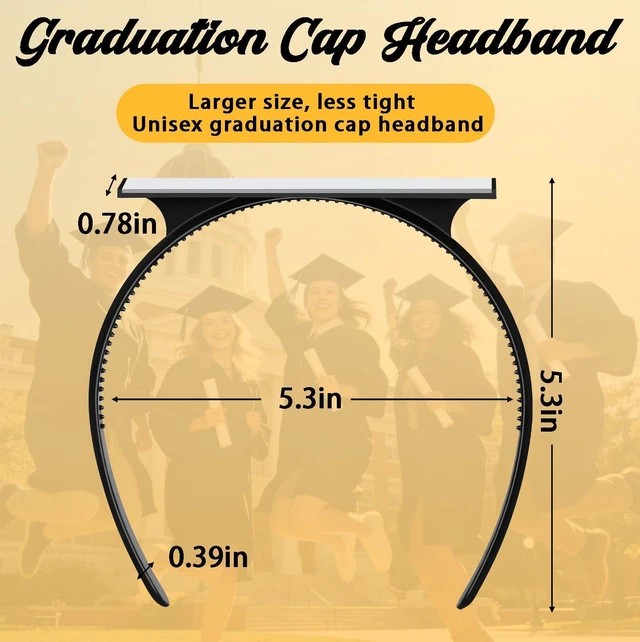 Alt view image 2 of 7 - UV-BANS Graduation Cap Headband, Grad Cap Headband for Graduation Insert - Secures Graduation Hat & Keep Hairstyle, Hat Accessories Hairband for Graduates, Students