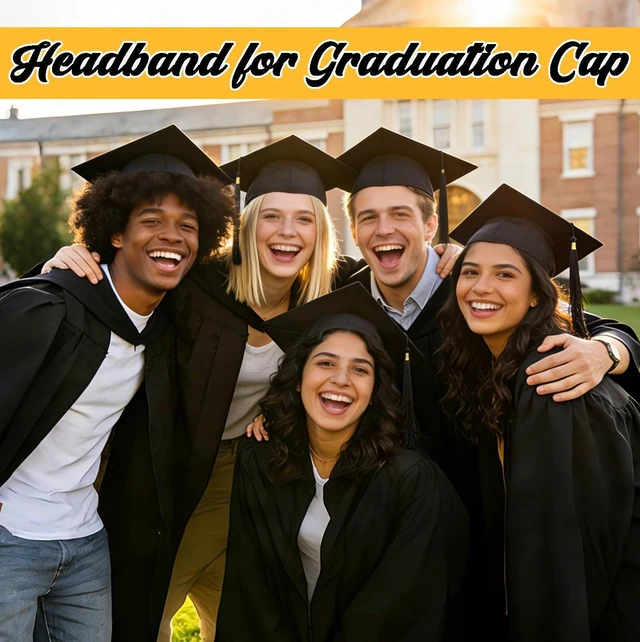 Alt view image 7 of 7 - UV-BANS Graduation Cap Headband, Grad Cap Headband for Graduation Insert - Secures Graduation Hat & Keep Hairstyle, Hat Accessories Hairband for Graduates, Students