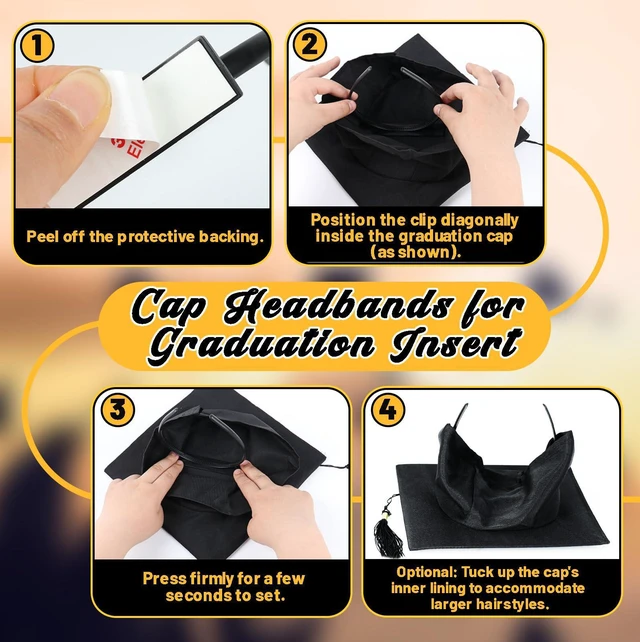 Alt view image 4 of 7 - UV-BANS Graduation Cap Headband, Grad Cap Headband for Graduation Insert - Secures Graduation Hat & Keep Hairstyle, Hat Accessories Hairband for Graduates, Students