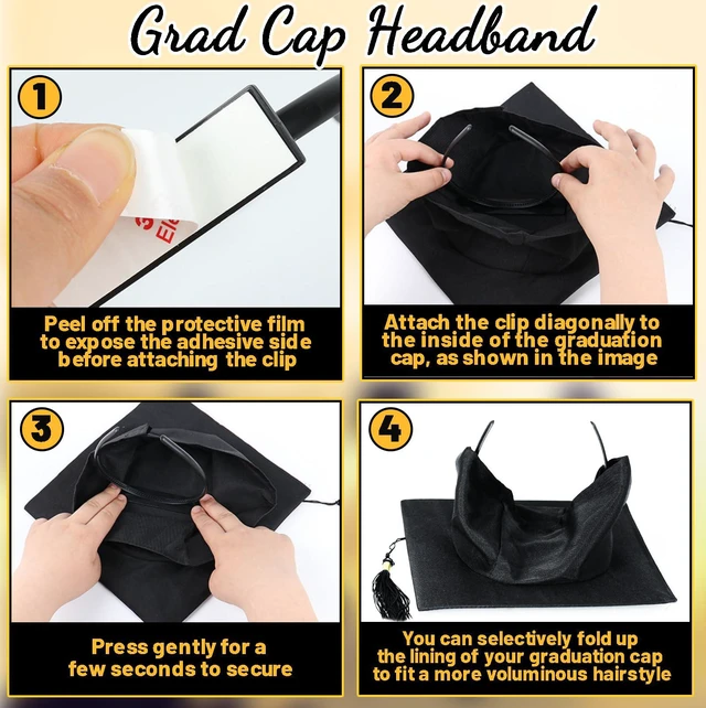 Alt view image 3 of 6 - Pirekul Graduation Cap Headband Insert, Grad Cap Headband Holder - Secures Your Graduation Caps & Keeps Hairstyle, Hat Accessories for Graduates, Students, Women