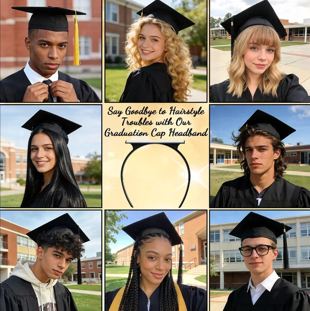Alt view image 5 of 6 - Pirekul Graduation Cap Headband Insert, Grad Cap Headband Holder - Secures Your Graduation Caps & Keeps Hairstyle, Hat Accessories for Graduates, Students, Women