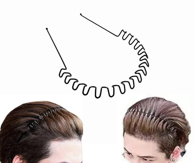 Alt view image 2 of 7 - AK Knives Metal Hair Band for Men Headband Women Hair Bands Men Unisex Black Wavy Spring Outdoor Sports Headbands for Men's Hair Elastic Non Slip Head Band