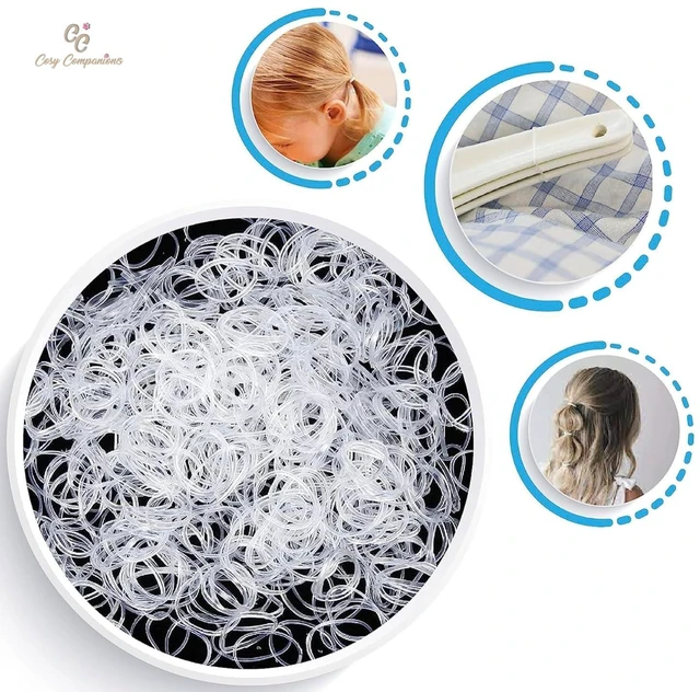 Alt view image 7 of 7 - Cosy Companions 100x Clear Hair Elastics, Clear Rubber Bands For Hair Ties For Thin Hair, Mini, Plastic