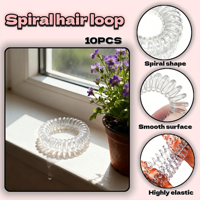 Alt view image 6 of 7 - Hair Ties for Women, 10 Pack Transparent No Damage No Crease Hair Ties Coils - Stretchy Waterproof Snag-Free Hair Bands, All Day Hold for Thick, Curly, Thin Hair, Workout, Swimming, Travel