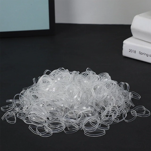 Alt view image 2 of 7 - 2000PCS Little Elastic Hair Bands for Girls Kids Toddler Women Soft TPU Rubber Bands No Damage No Crease Hair Ties for Braiding Ponytails Includes 2 Topsy Tail Tools Small Accessories (Clear)