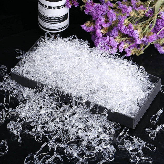 Alt view image 4 of 7 - 2000PCS Little Elastic Hair Bands for Girls Kids Toddler Women Soft TPU Rubber Bands No Damage No Crease Hair Ties for Braiding Ponytails Includes 2 Topsy Tail Tools Small Accessories (Clear)