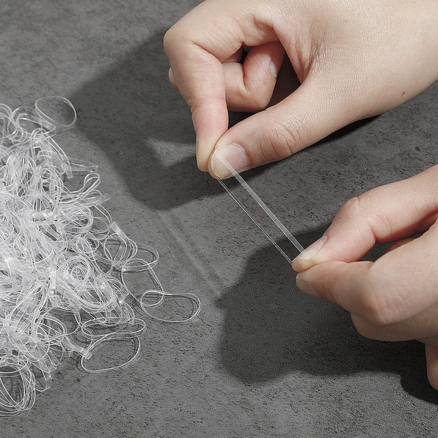 Alt view image 5 of 7 - 2000PCS Little Elastic Hair Bands for Girls Kids Toddler Women Soft TPU Rubber Bands No Damage No Crease Hair Ties for Braiding Ponytails Includes 2 Topsy Tail Tools Small Accessories (Clear)