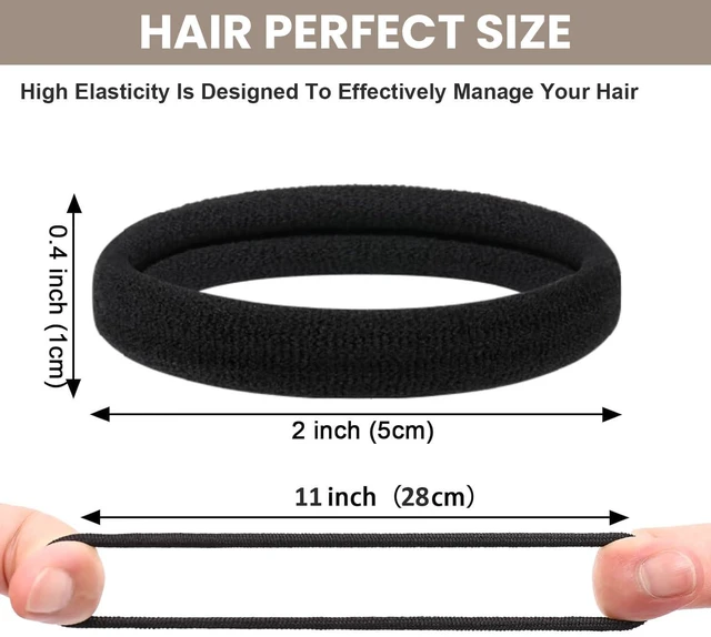 Alt view image 2 of 7 - 50Pack Black Hair Ties,Seamless Thick Hair Bands Ponytail Holder,Elastic Hair Tie No Damage Crease Hairties Soft Hair Ties for Women Girls Perfect for Long Lasting Braids Ponytails