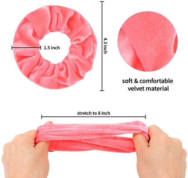 Alt view image 2 of 7 - Whavel 12 Pack Velvet Scrunchies Soft Hair Scrunchies Ponytail Holder Elastic Scrunchy Hair Bands Ties, Velvet Hair Scrunchies Hair Accessories for Women Girls (Neon color)