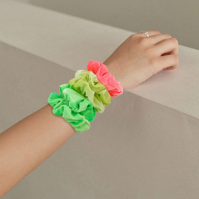 Alt view image 6 of 7 - Whavel 12 Pack Velvet Scrunchies Soft Hair Scrunchies Ponytail Holder Elastic Scrunchy Hair Bands Ties, Velvet Hair Scrunchies Hair Accessories for Women Girls (Neon color)
