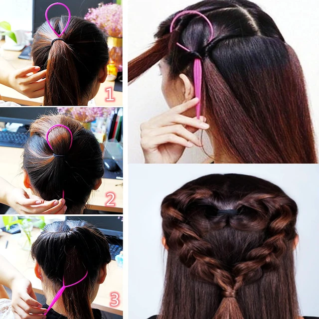 Alt view image 5 of 7 - 1000Pcs Hair Rubber Bands, Soft Small Hair Elastics for Girls and Women, 2pcs Topsy Tail Tools, 1 Rat Tail Comb, Pink Schembo