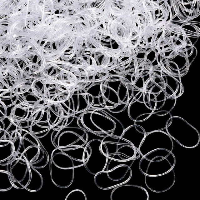 Main image of Hicarer 1000 pcs Mini Rubber Hair Bands 1/2" Soft Elastic Bands for Woman Hair Braids Ponytails & Beards Small Dreadlocks, Wedding Hairstyle and More(1.5 cm,Clear)