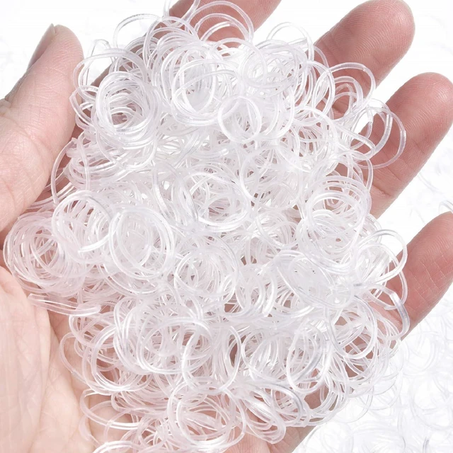 Alt view image 3 of 6 - Hicarer 1000 pcs Mini Rubber Hair Bands 1/2" Soft Elastic Bands for Woman Hair Braids Ponytails & Beards Small Dreadlocks, Wedding Hairstyle and More(1.5 cm,Clear)