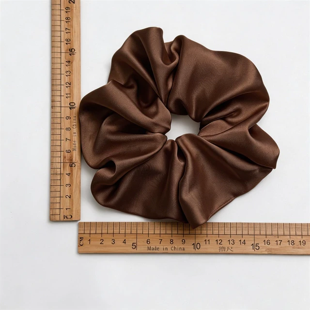 Alt view image 4 of 7 - Black and Coffee Jumbo Satin Silk Scrunchies for Women Thick Elastic Ponytail Holder Hair Ties Oversize Scrunchies for Thick Hair Ornament